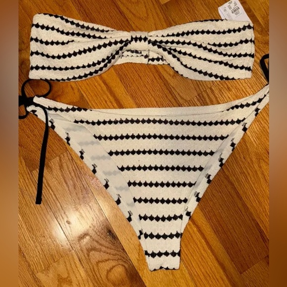 Primark Textured Striped Bikini Set - XL - Black & White - NWT - Picture 1 of 2
